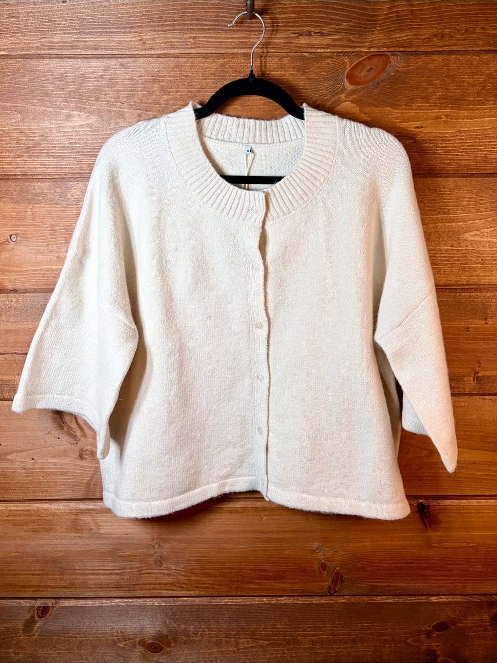 Button-Front Oversized Cream Wool Blend Knit Layering Cardigan Size XL 🌸